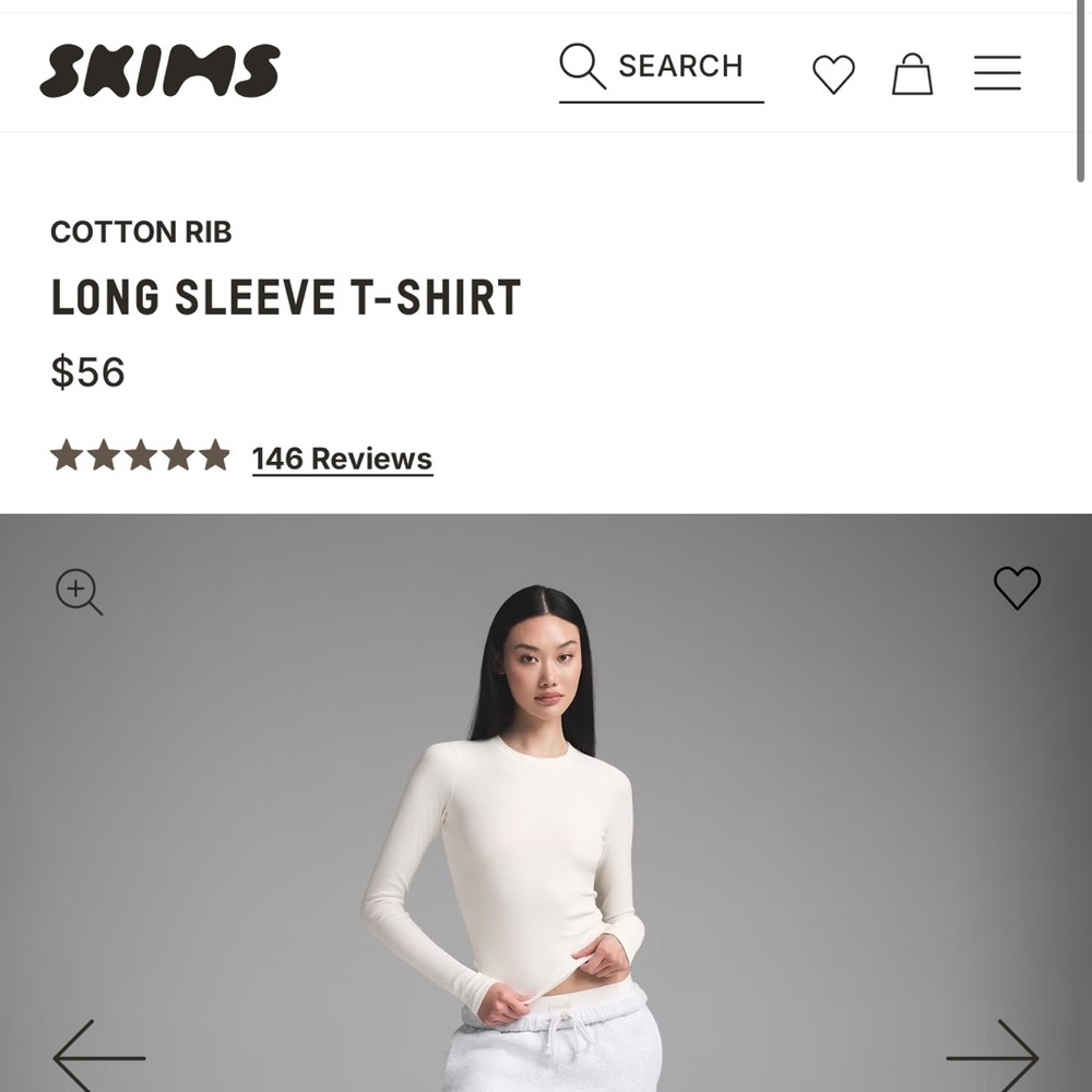 SKIMS COTTON RIB LONG SLEEVE T-SHIRT | MARBLE